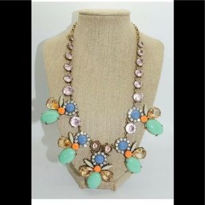 J CREW Statement Necklace Pastel Flower & Crystals